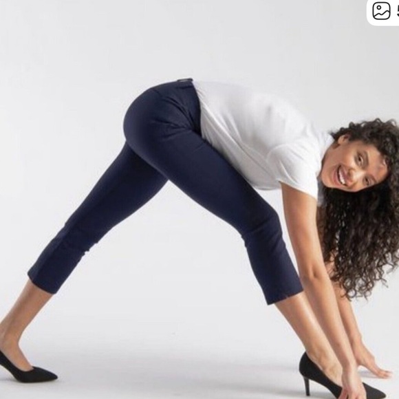 Betabrand Pants - Betabrand Navy Blue Yoga Crop Side Slit Skinny Trouser Pants Medium